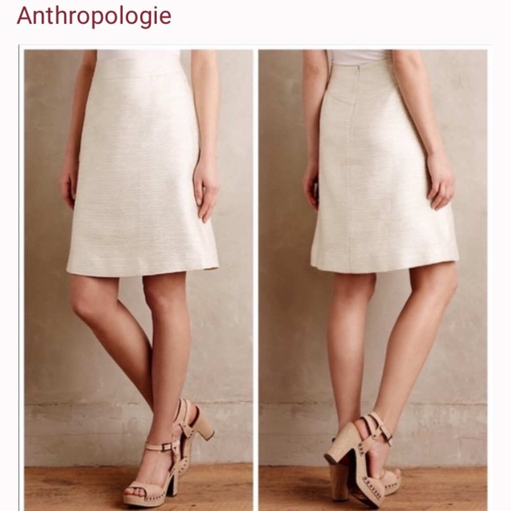 Anthropologie Paper and Crown Beige Skirt Size 10